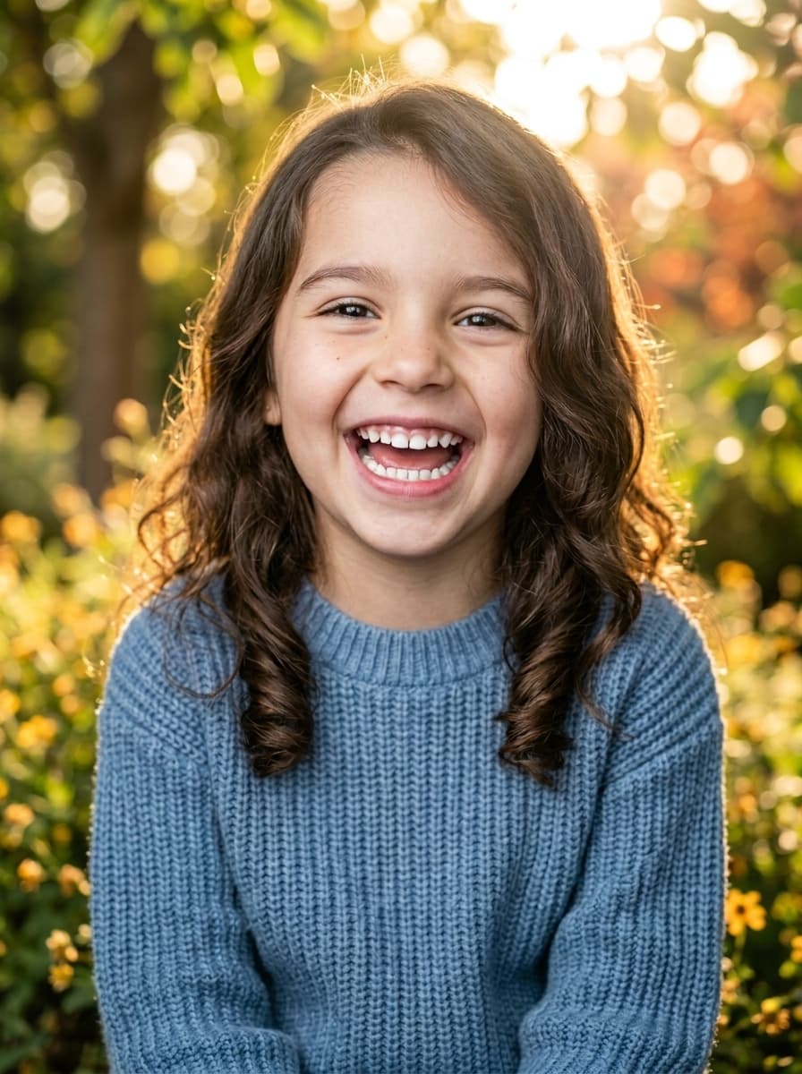 Child with confident, joyful smile