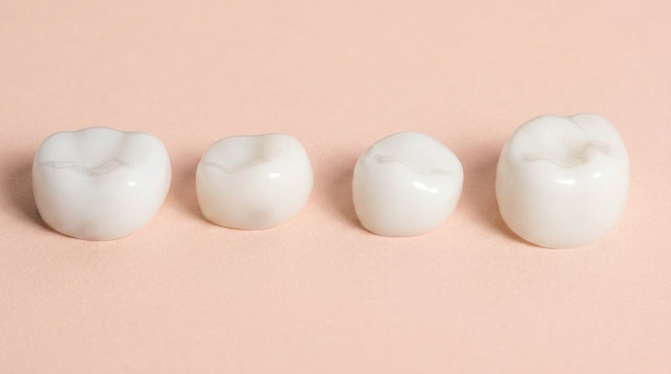 Row of zirconia molar crowns