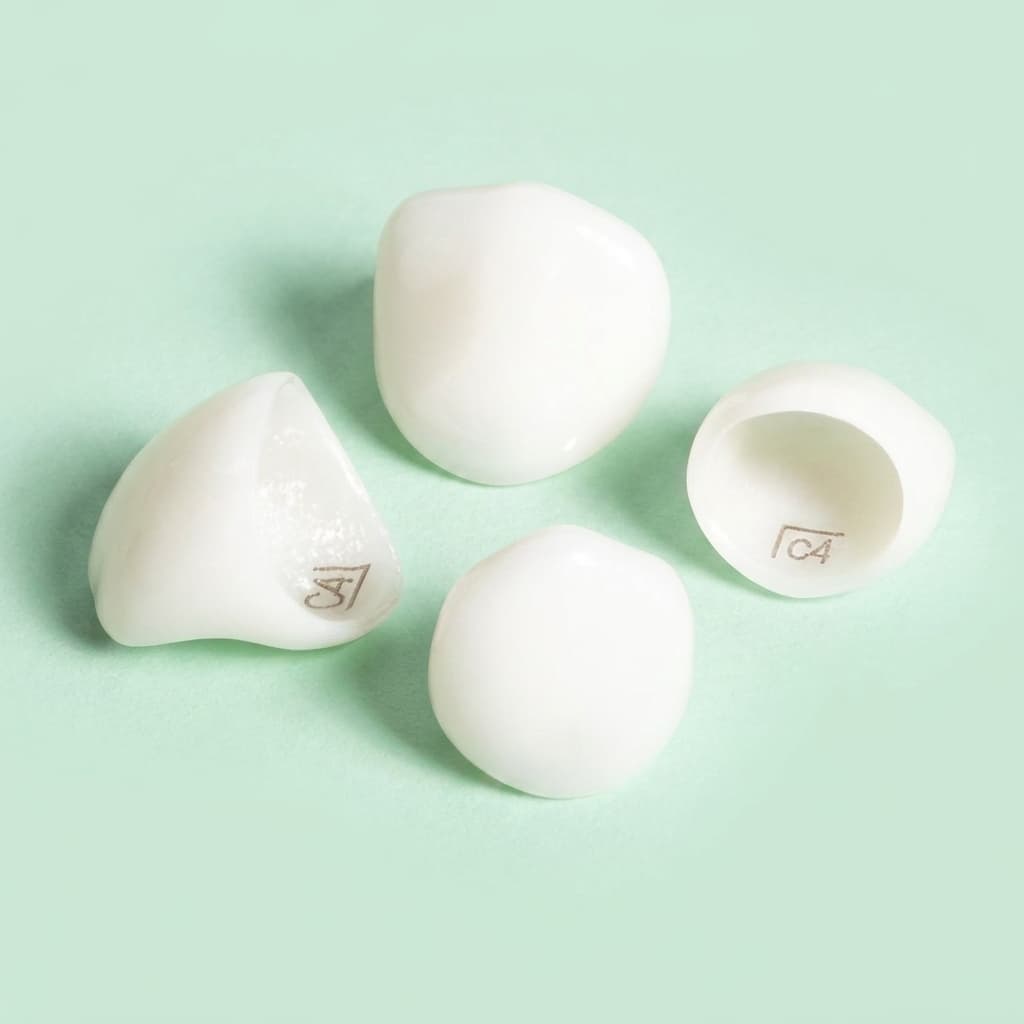 Zirconia anterior crowns with laser-etched markings