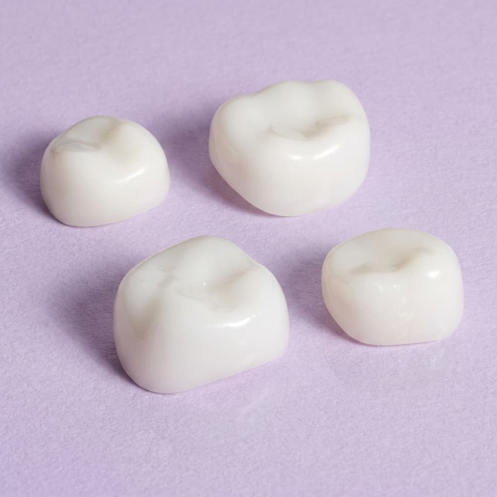 Zirconia molar crowns showing occlusal anatomy