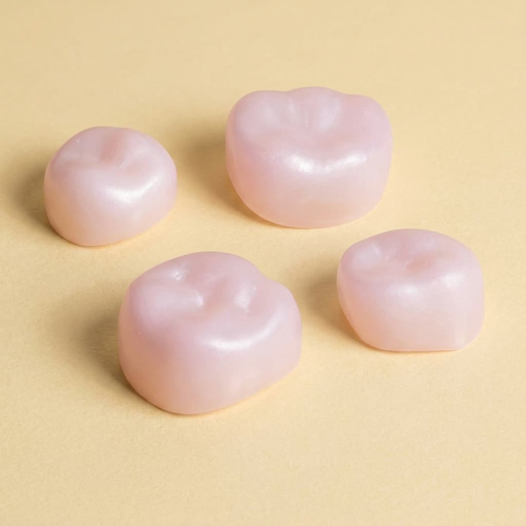 Pink zirconia try-in molar crowns