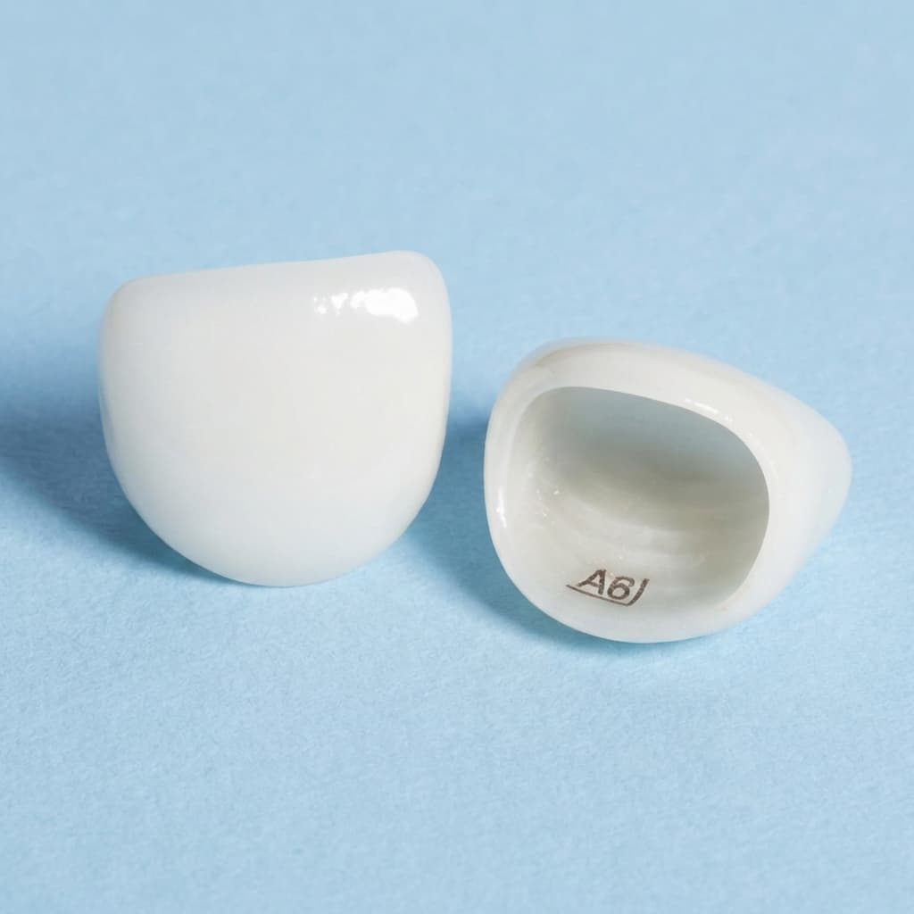 Zirconia incisor crown with interior view