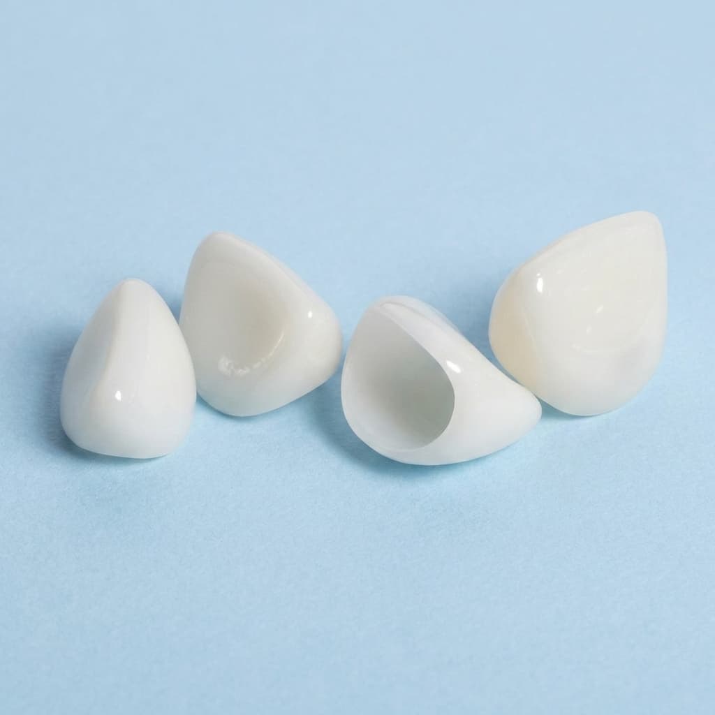 Zirconia cuspid crowns, front and interior