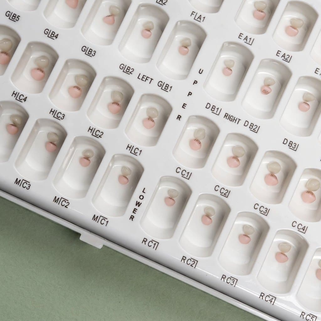 Zirconia kit case detail showing labeled slots
