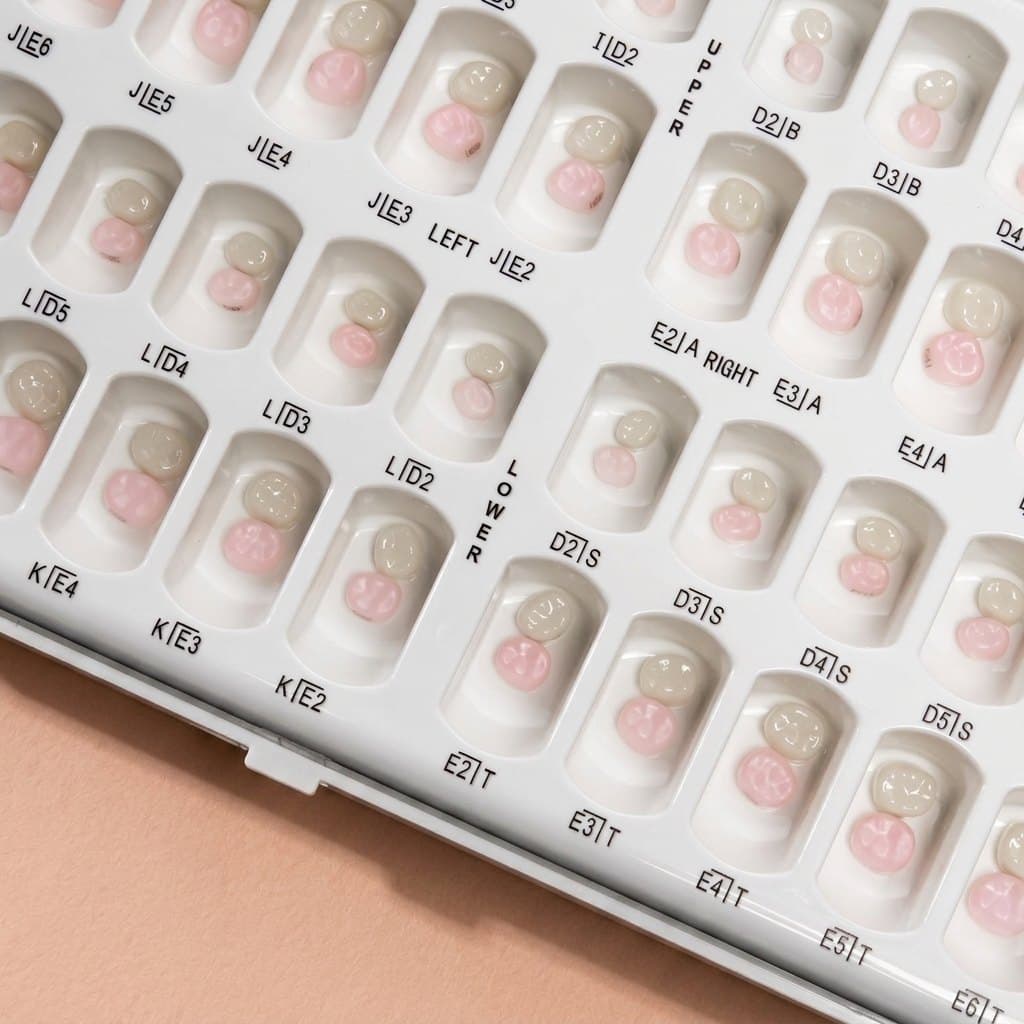 Zirconia kit case slots with try-in crowns
